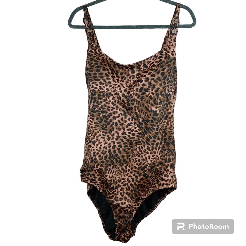 Time and Tru Leopard Double Ring Strap One Piece Swimsuit Women's Size 3X NWT - Picture 3 of 11